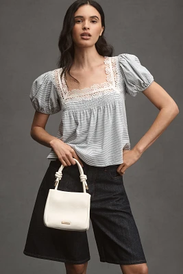 Maeve Square-Neck Puff-Sleeve Swing Tee