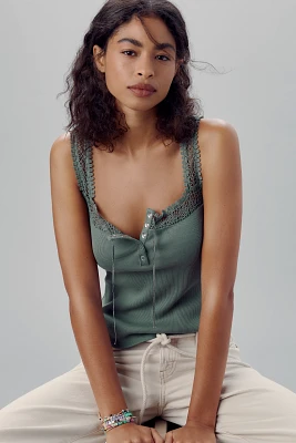 By Anthropologie Crochet-Trim Tank Top