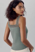 By Anthropologie Crochet-Trim Tank Top
