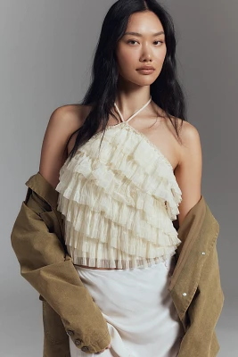 By Anthropologie Halter Ruffle Tank Top​