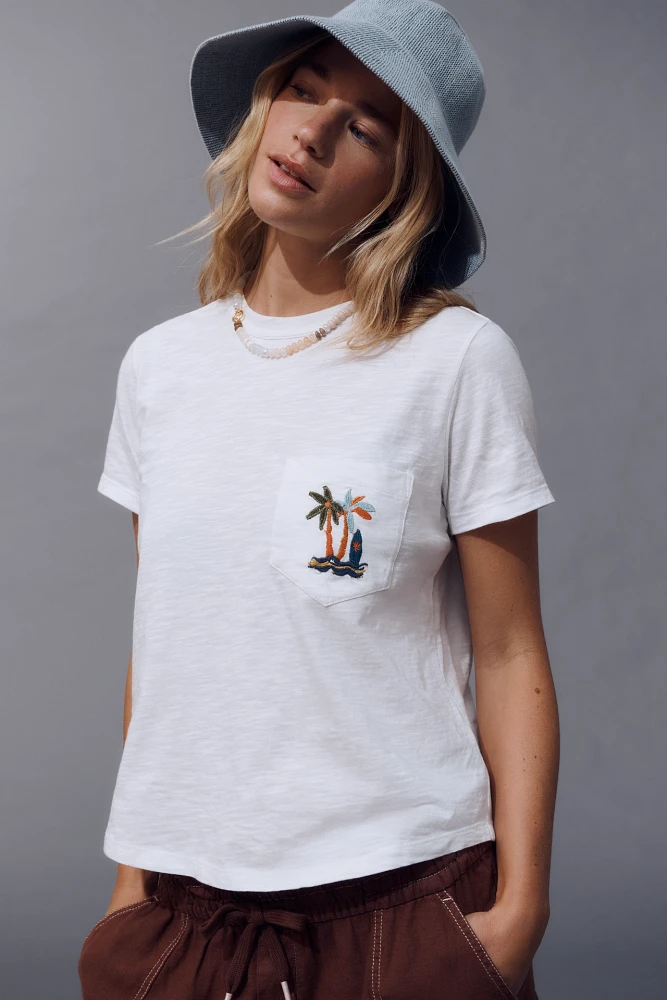 The Bennie Cotton-Slub Crew-Neck Short-Sleeve Tee by Pilcro: Pocket Edition