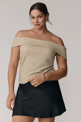 MON RENN Plus Ripple Off-The-Shoulder Top