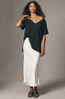 The Jordyn Cotton-Slub Crew-Neck Oversized Tee by Pilcro: Deep-V Edition