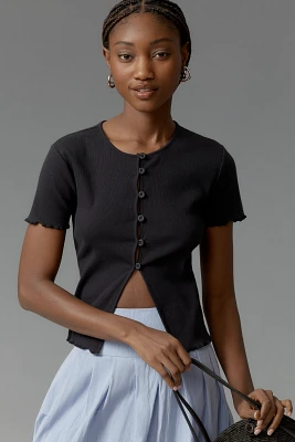 Pilcro Short-Sleeve Ribbed Cardigan Top