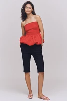Maeve Strapless Bubble-Hem Peplum Top