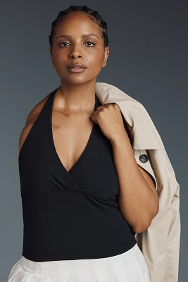 Pilcro Twist-Front Halter-Neck Top