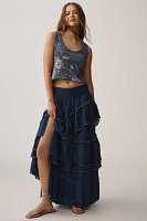 The Kacey Cotton-Slub Floral Crop Tank Top by Pilcro