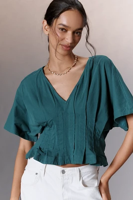 By Anthropologie Dolman-Sleeve Pleated V-Neck Top