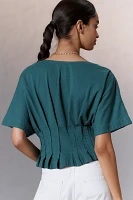 By Anthropologie Dolman-Sleeve Pleated V-Neck Top