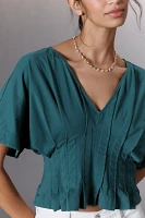 By Anthropologie Dolman-Sleeve Pleated V-Neck Top