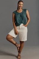 By Anthropologie Ruffle-Shoulder Swing Tank Top