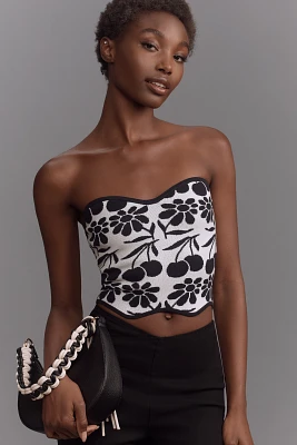 Agathe Marty Printed Scallop Sweater Tube Top