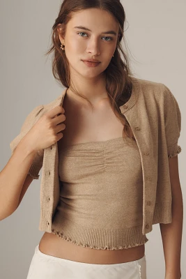 By Anthropologie Cotton Cashmere Cardigan & Tube Top Twinset