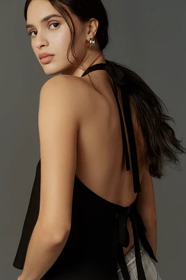 By Anthropologie Halter Open-Back Sweater Tank