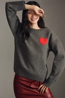 English Factory Heart Icon Long-Sleeve Crew-Neck Sweater