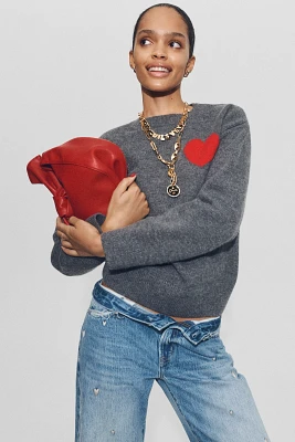English Factory Heart Icon Long-Sleeve Crew-Neck Sweater