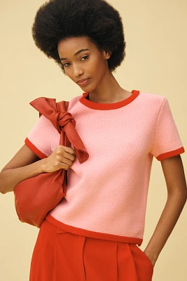 English Factory Short-Sleeve Colorblock Sweater