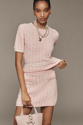 Endless Rose Short-Sleeve Crew-Neck Cropped Sweater