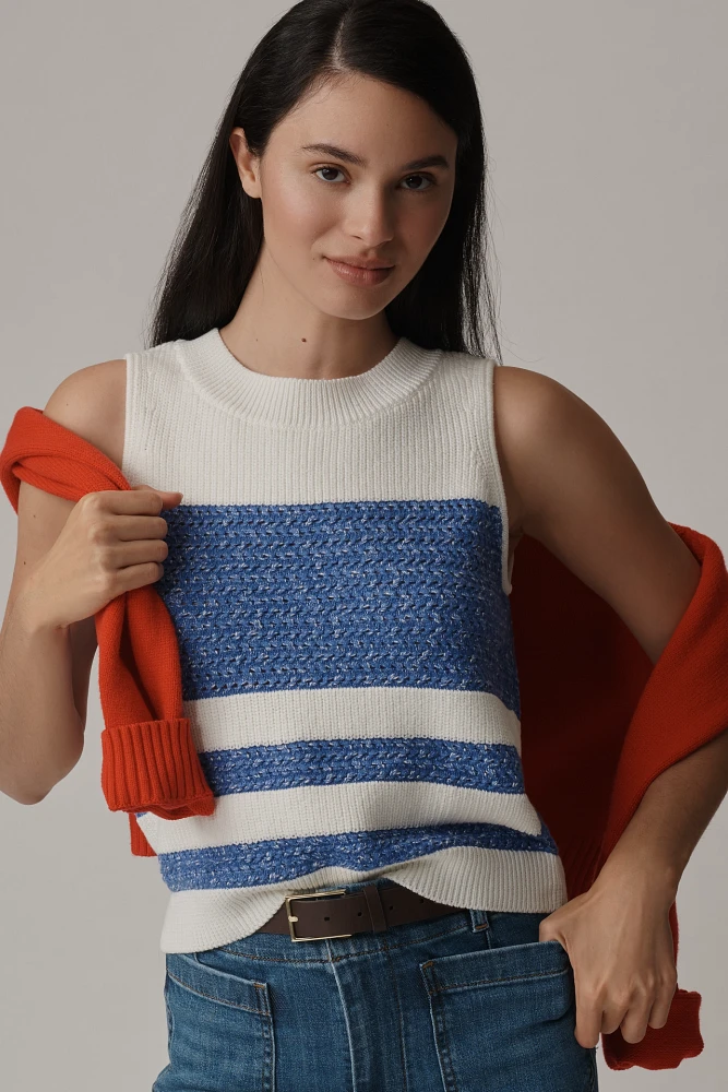 Central Park West Crew-Neck Striped Sweater Tank