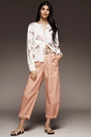 By Anthropologie Crew-Neck Floral Cardigan Sweater