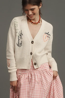 Scotch & Soda Long-Sleeve V-Neck Embroidered Cardigan