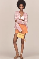 Derek Lam 10 Crosby Mariana Crew-Neck Stripe Cardigan Sweater