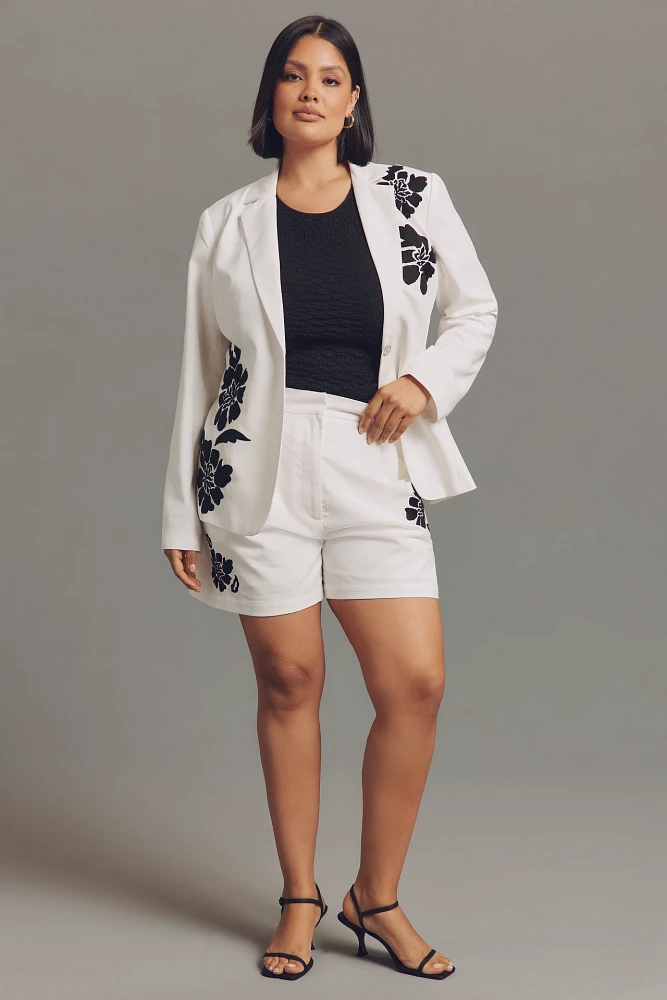 Dolan Left Coast Linen Blend Embroidered Floral Blazer