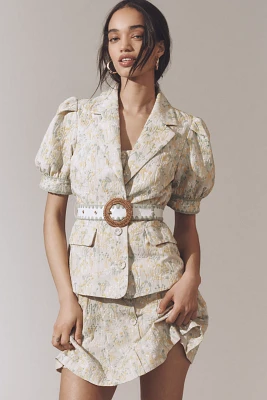 English Factory Puff-Sleeve Embroidered Belted Jacket