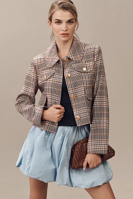 Avec Les Filles Crop Plaid Lady Jacket
