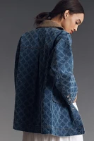 Avec Les Filles Diamond-Pattern Denim Barn Jacket
