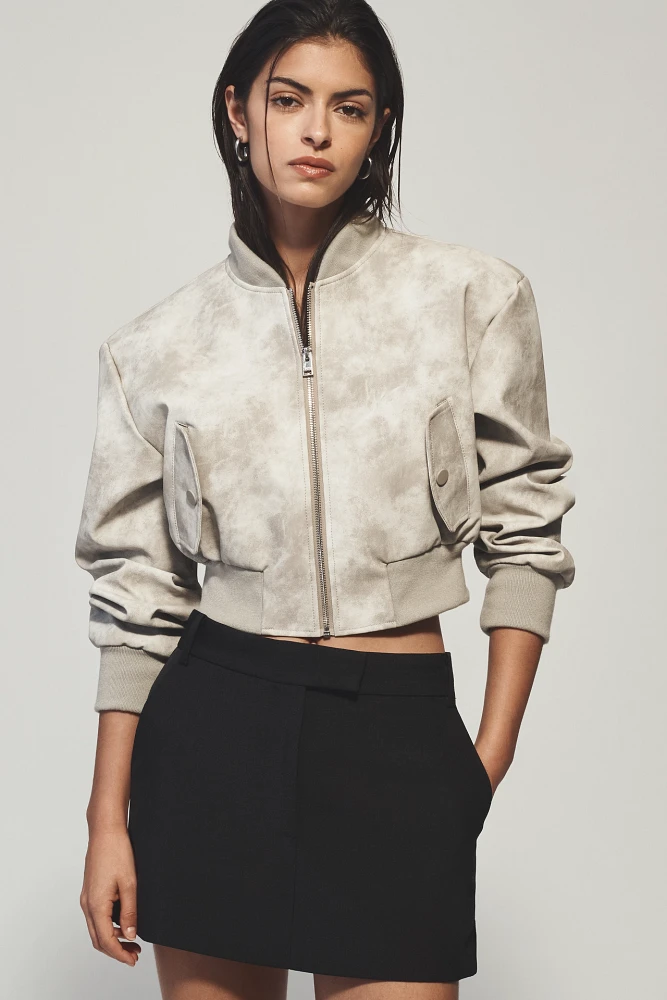 Lamarque Evelin Faux-Leather Crop Bomber Jacket