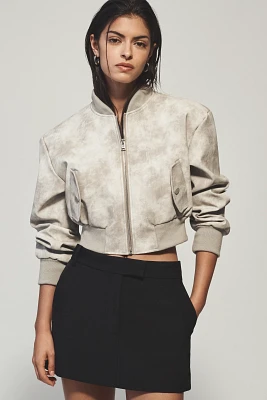 Lamarque Evelin Faux-Leather Crop Bomber Jacket