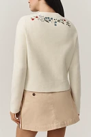 NVLT Button-Front Embroidered Knit Lady Jacket