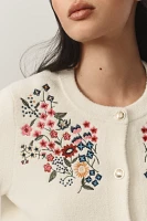 NVLT Button-Front Embroidered Knit Lady Jacket