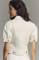 Maeve Puff-Sleeve Crop Denim Jacket