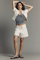 Maeve Puff-Sleeve Crop Denim Jacket