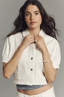 Maeve Puff-Sleeve Crop Denim Jacket