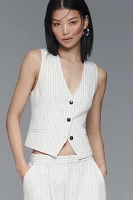 Maeve V-Neck Button-Front Linen Vest