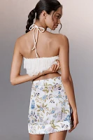 Maeve Printed Satin Wrap Mini Skirt
