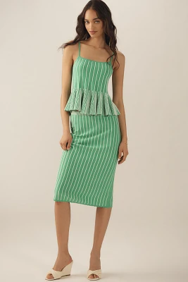 Maeve Stripe Knit Slim Knee-Length Skirt