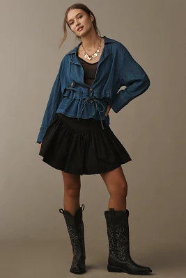 Maeve Basque-Waist Flirty Mini Skirt