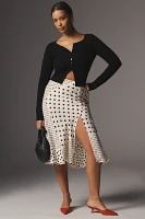 By Anthropologie Polka Dot Midi Slip Skirt