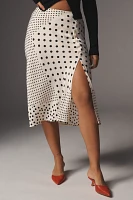By Anthropologie Polka Dot Midi Slip Skirt