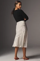 By Anthropologie Polka Dot Midi Slip Skirt