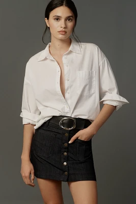 Pilcro Button-Front Denim Mini Skirt