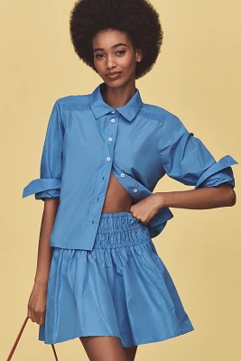 By Anthropologie Smocked Drop-Waist Mini Skirt
