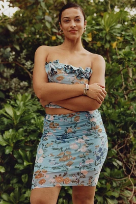 Maeve Printed Mesh Knee-Length Skirt