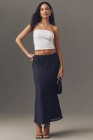 Maeve Ruched Yoke Column Maxi Skirt