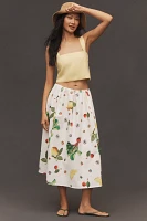 The Jacie Poplin Printed Midi Skirt by Maeve