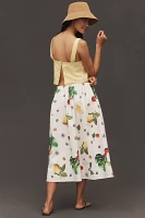 The Jacie Poplin Printed Midi Skirt by Maeve